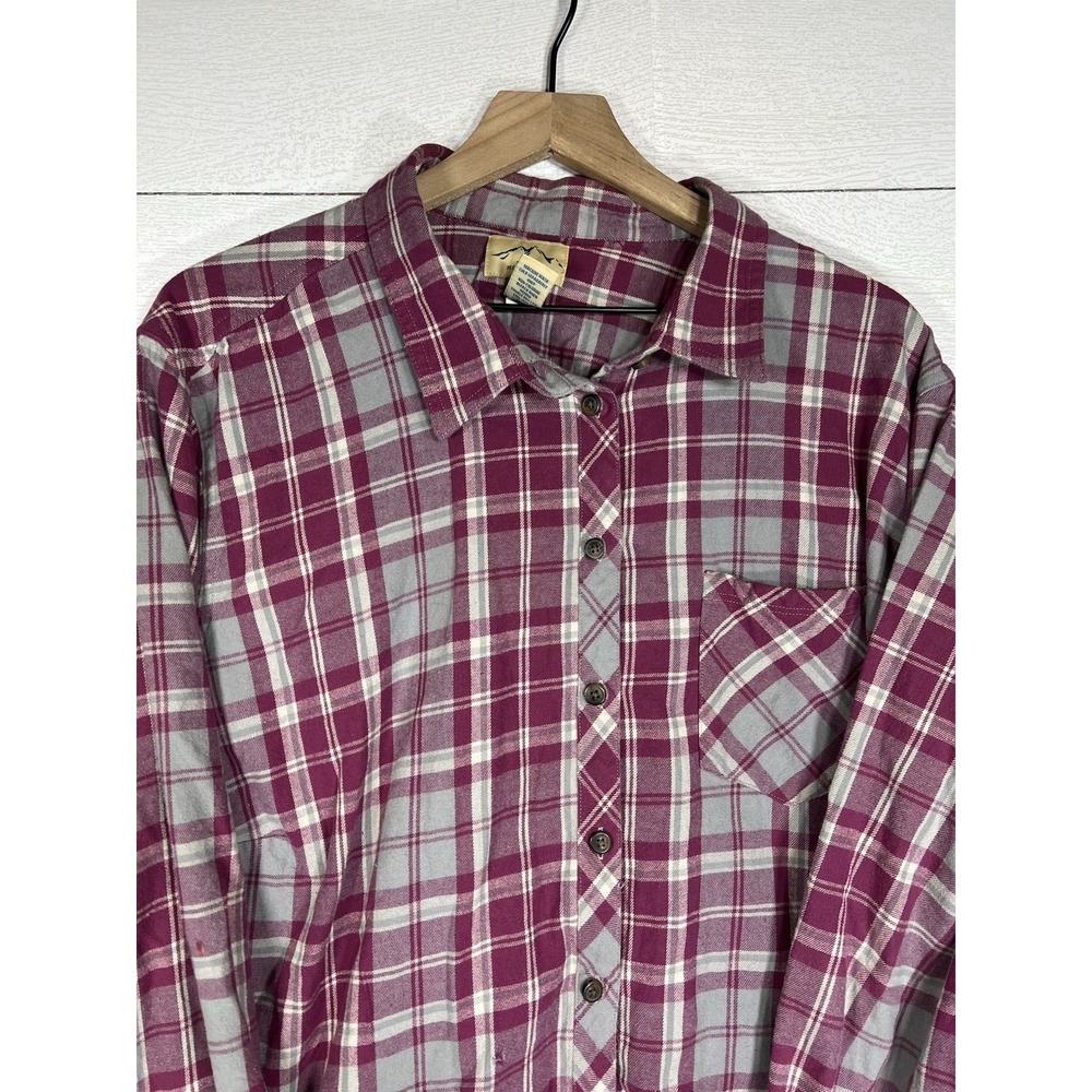 Blue Mountain Vintage 3XL Red Grey Flannel Long Sleeve Button Camping Shirt